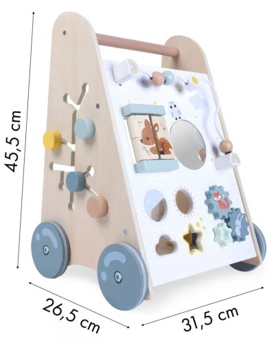 Fa oktató toló járókeret mozgatható elemekkel