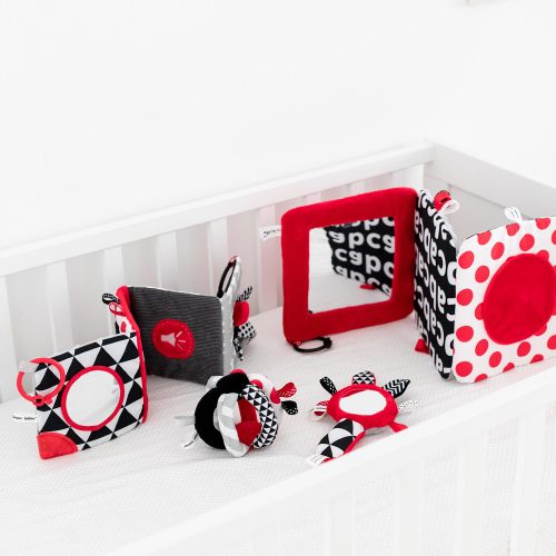  SENSORY puha sípoló játék tükörrel