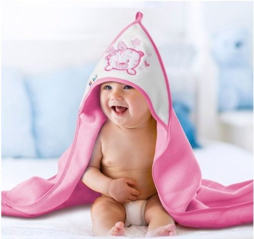 Kapucnis törölköző kifogó PINK TIGRIS