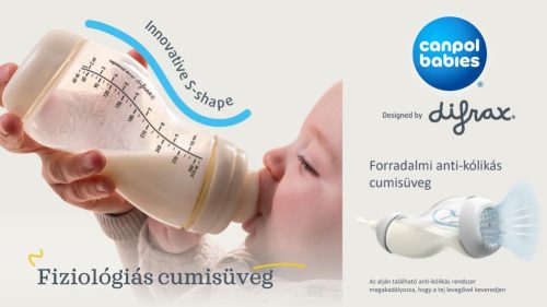 S-alakú széles nyakú anti-kólikás cumisüveg 310ml