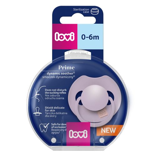 LOVI Prime dinamikus szilikon nyugtató cumi 0-6 hó 1 db VIOLET