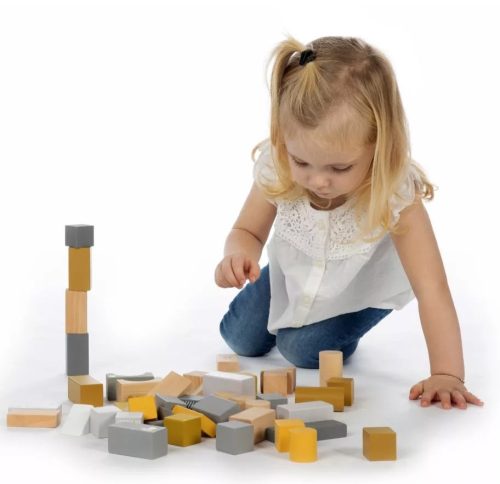 50 db-os fa építőkocka készlet SÁRGA