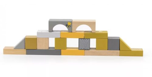 50 db-os fa építőkocka készlet SÁRGA