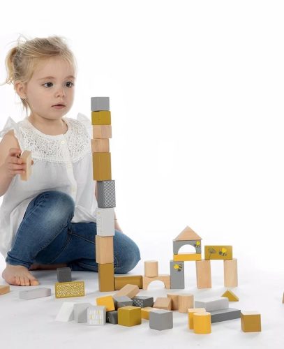 50 db-os fa építőkocka készlet SÁRGA