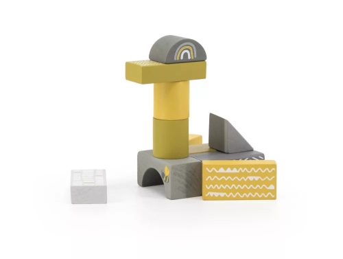 50 db-os fa építőkocka készlet SÁRGA