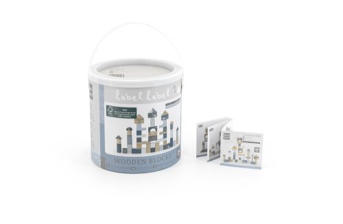 50 db-os fa építőkocka készlet KÉK