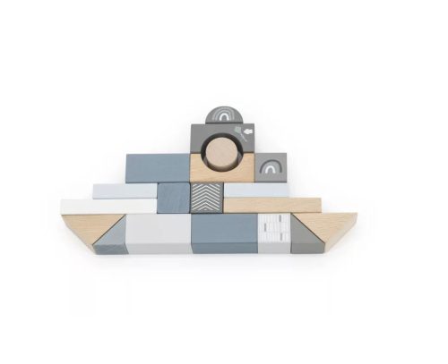 50 db-os fa építőkocka készlet KÉK