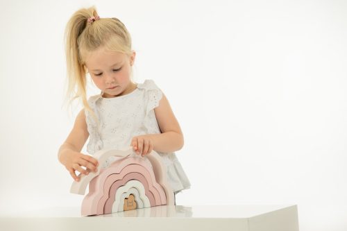 Montessori szivárvány felhő építő RÓZSASZÍN
