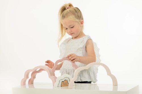 Montessori szivárvány felhő építő RÓZSASZÍN