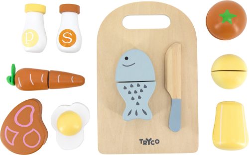 Fa vágódeszka étellel