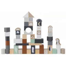 Fa építőkocka szett 50 db-os