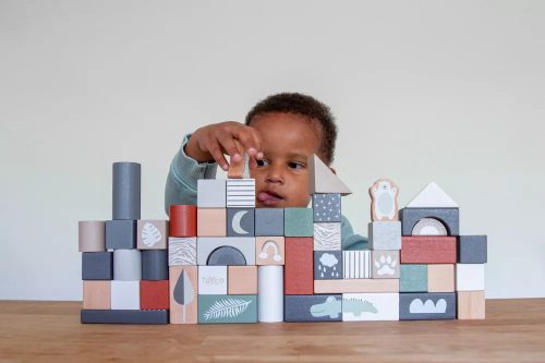 Fa építőkocka szett 50 db-os